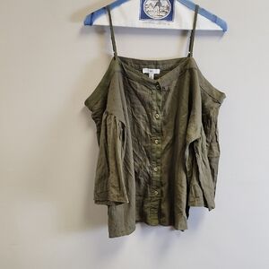 BP Olive Green Off-Shoulder Blouse